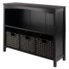 Terrace 4-Pc Storage Shelf with 3 Foldable Woven Baskets; Walnut and Chocolate