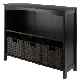 Terrace 4-Pc Storage Shelf with 3 Foldable Woven Baskets; Walnut and Chocolate (SKU: 92498)