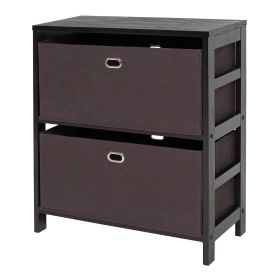 Torino 3-Pc Storage Shelf with 2 Foldable Fabric Baskets; Espresso and Chocolate (SKU: 92386)
