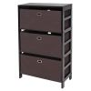 Torino 3-Pc Storage Shelf with 2 Foldable Fabric Baskets; Espresso and Chocolate