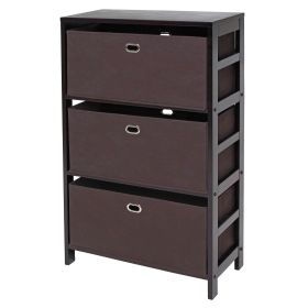 Torino 3-Pc Storage Shelf with 2 Foldable Fabric Baskets; Espresso and Chocolate (SKU: 92438)