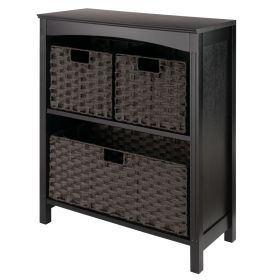 Terrace 4-Pc Storage Shelf with 3 Foldable Woven Baskets; Walnut and Chocolate (SKU: 92401)