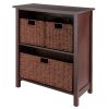Milan 4-Pc Storage Shelf with 3 Foldable Woven Baskets; Walnut
