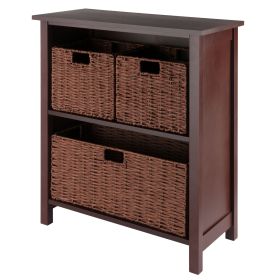 Milan 4-Pc Storage Shelf with 3 Foldable Woven Baskets; Walnut (SKU: 94583)