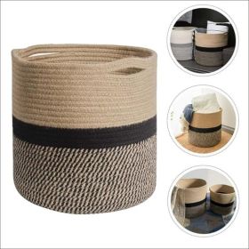 Cotton Rope Storage Basket Hamper Large Basket Wicker Laundry Baskets Laundry Woven Basket Woven Storage Basket Cotton Woven Toy Basket Desktop Picnic (Colour: Small)