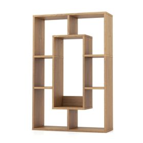 Geometric Bookshelf Modern Decorative Open Bookcase (Color: Natural, Type: Bookshelf)
