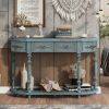 52''Modern and Contemporary Curved Console Table Sofa Table Entryway Table for Hallway Living Room with 4 Drawers and 1 Shelf