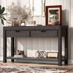 Console Table Entryway Table for Hallway Living Room with 2 Drawers and 1 Shelf (Material: MDF, Color: Antique brown)