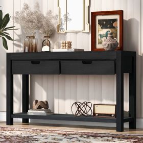Console Table Entryway Table for Hallway Living Room with 2 Drawers and 1 Shelf (Material: MDF, Color: Black)