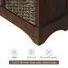 Rustic Acacia Wood Storage Cabinet with Two Drawers and Four Classic Rattan Baskets for Dining Room, Entryway, or Living Room