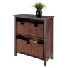 Milan 4-Pc Storage Shelf with 3 Foldable Woven Baskets; Walnut