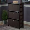 Torino 3-Pc Storage Shelf with 2 Foldable Fabric Baskets; Espresso and Chocolate