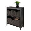 Terrace 4-Pc Storage Shelf with 3 Foldable Woven Baskets; Walnut and Chocolate