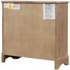 Rustic Acacia Wood Storage Cabinet with Two Drawers and Four Classic Rattan Baskets for Dining Room, Entryway, or Living Room