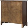 Rustic Acacia Wood Storage Cabinet with Two Drawers and Four Classic Rattan Baskets for Dining Room, Entryway, or Living Room