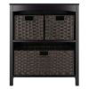 Terrace 4-Pc Storage Shelf with 3 Foldable Woven Baskets; Walnut and Chocolate