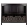 Terrace 4-Pc Storage Shelf with 3 Foldable Woven Baskets; Walnut and Chocolate