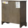 Rustic Acacia Wood Storage Cabinet with Two Drawers and Four Classic Rattan Baskets for Dining Room, Entryway, or Living Room